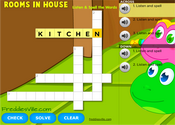 Rooms in a House Vocabulary Crossword Puzzle Online
