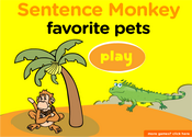 Pets and Domesticated Animals Sentence Monkey Game