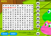 Pets, Domestic Animals Vocabulary Word Search Puzzle Online
