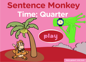 Telling Time, Quarter Past, Quarter to: Sentence Monkey Game