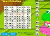 Transportation Vocabulary Word Search Puzzle Online
