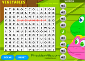 Vegetables Word Search Puzzle Online