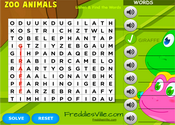 Zoo Animals Word Search Puzzle Online