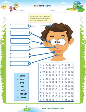 Body Head Wordsearch