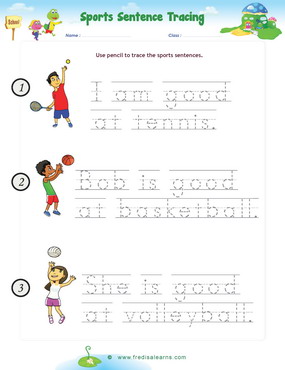 sports sentence tracing