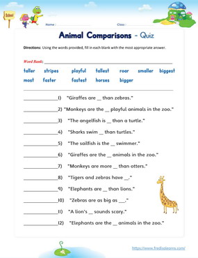 Animal Comparisons - Free Kids English Lesson