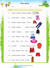 Clothes Vocabulary Spelling Exercise