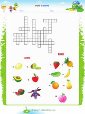 Fruits Crossword Worksheet