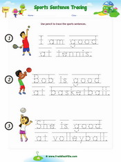Sports Sentences Tracing
