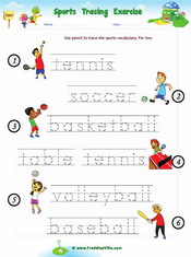 Sports Tracing Worksheet