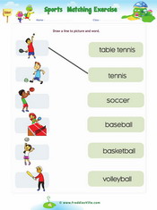 Sports Vocabulary Matching Exercise