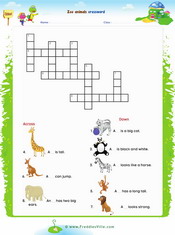 Zoo Animals Crossword Worksheet